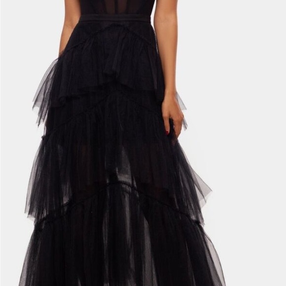 Adam Black Ruffled Tiered Prom Dress - Picture 5 of 5